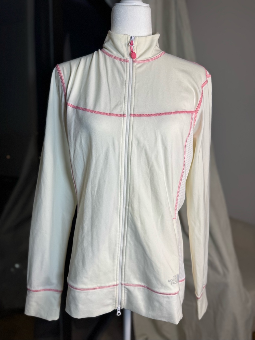 The North Face Womens White Collared Vapor Wick Vented Full Zip Jacket Size XL